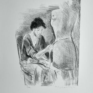 Raphael Soyer Seamstress II Black White